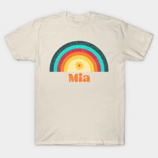 Mia- Rainbow faded retro style T-Shirt